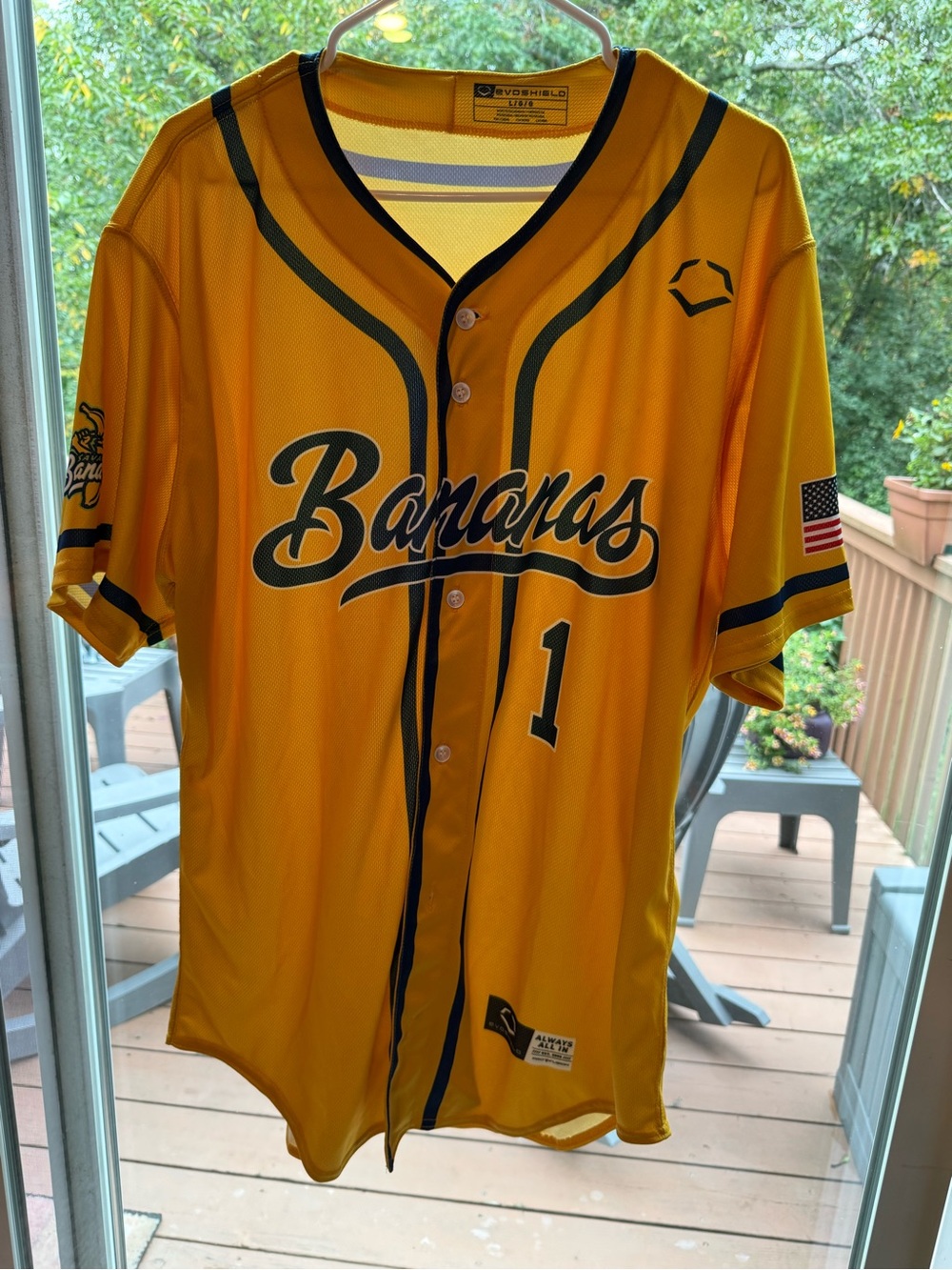 Banana Republic Yellow Baseball Jersey with Black Trim